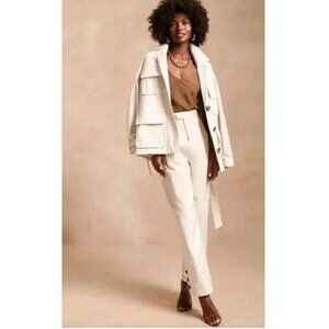 NWT Banana Republic Harbison Safari Suit Jacket Pants Transition Cream 4 Small‎